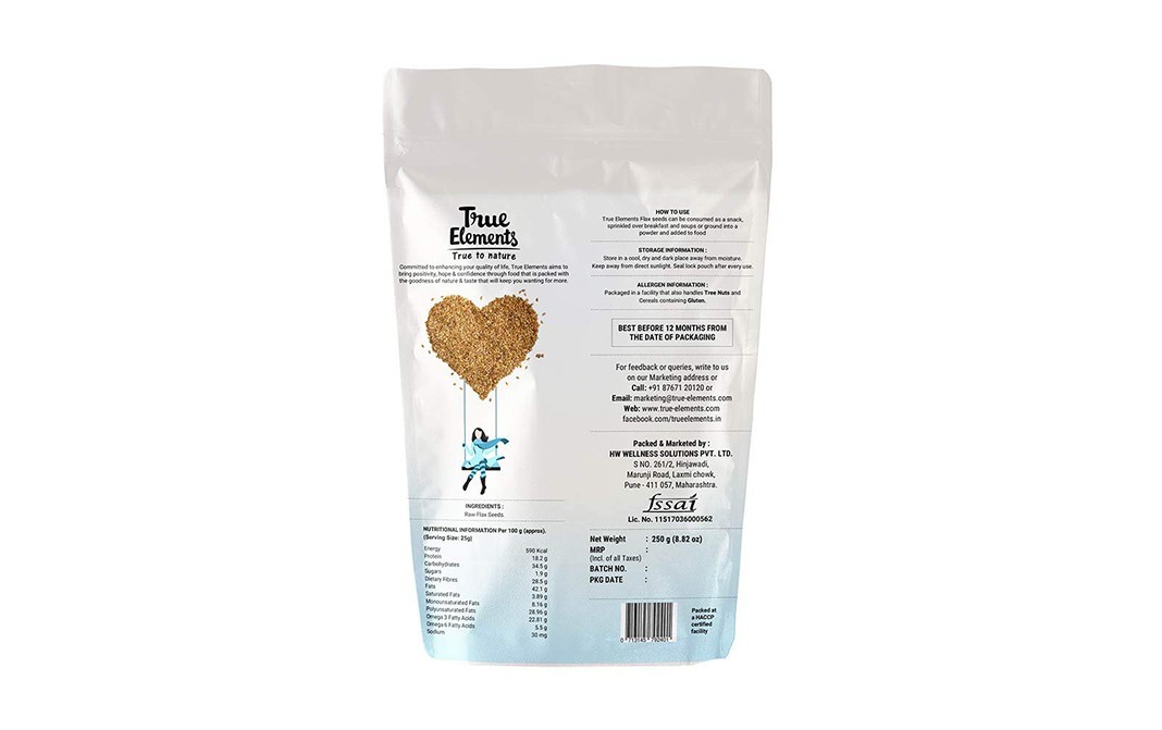 True Elements Flax Raw Seeds    Pack  250 grams